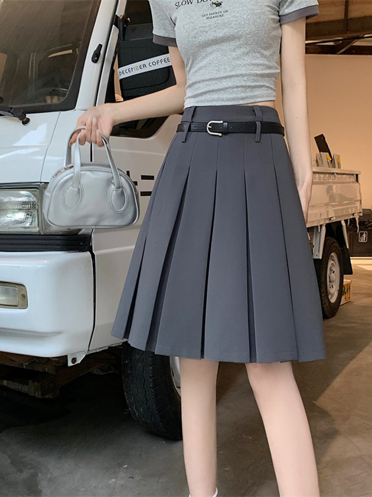 Plus-Size High-End White Pleated A-Line Skirt for Women - Summer College Style Mid-Length Hip-Covering Fashion Plus-Size High-End White Pleated A-Line Skirt for Women - Summer College Style Mid-Length Hip-Covering Fashion