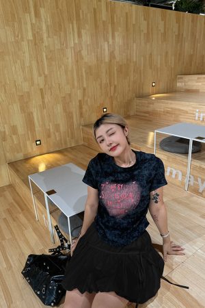 Plus Size High Waist Floral Puff Ballet Bodycon Skirt - Elastic Waist, Anti-Exposure, Y2K Style