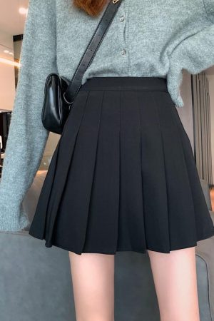 Plus Size High Waist Pleated A-Line Skirt for Women - Slimming College Style, Anti-Exposure, Perfect for Spring and Summer