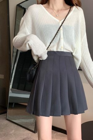 Plus Size High Waist Pleated A-Line Skirt for Women - Slimming College Style, Anti-Exposure, Perfect for Spring and Summer