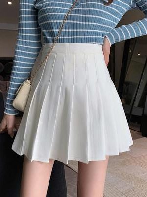 Plus Size High Waist Pleated A-Line Skirt for Women - Slimming College Style, Anti-Exposure, Perfect for Spring and Summer