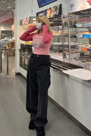 Plus Size High Waist Straight Leg Water Washed Floor-Length Denim Pants for Women - Casual Slimming Autumn Style