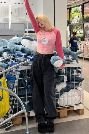 Plus Size High Waist Straight Leg Water Washed Floor-Length Denim Pants for Women - Casual Slimming Autumn Style