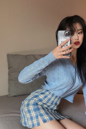 Plus-Size High-Waisted A-Line Plaid Mini Skirt - College Style Slimming Bodycon Skirt for Women