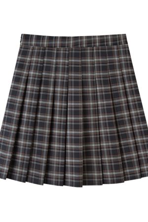 Plus Size High-Waisted A-Line Plaid Wool Pleated Skirt for Autumn Winter - Flattering Short Skirt for Curvy Women and Students