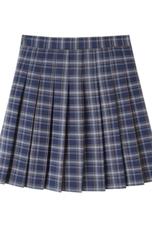 Plus Size High-Waisted A-Line Plaid Wool Pleated Skirt for Autumn Winter - Flattering Short Skirt for Curvy Women and Students