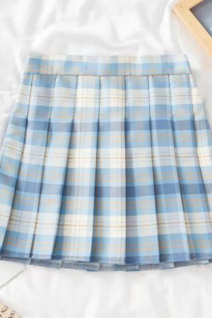 Plus Size High-Waisted A-Line Plaid Wool Pleated Skirt for Autumn Winter - Flattering Short Skirt for Curvy Women and Students