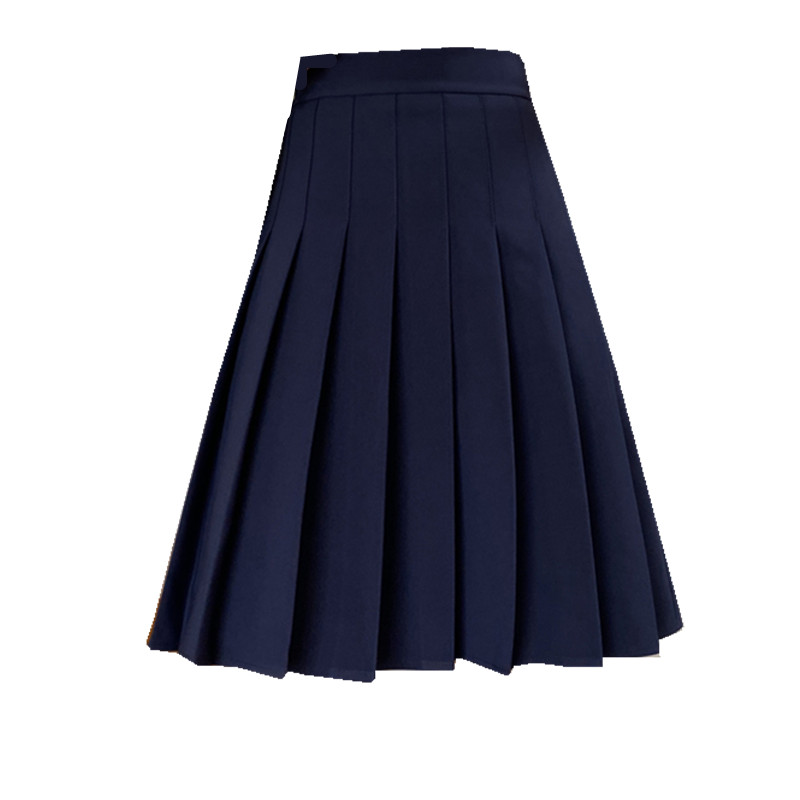 Plus Size High-Waisted Blue Pleated A-Line Skirt for Women - 2024 Mid-Length College Style Fashion Plus Size High-Waisted Blue Pleated A-Line Skirt for Women - 2024 Mid-Length College Style Fashion