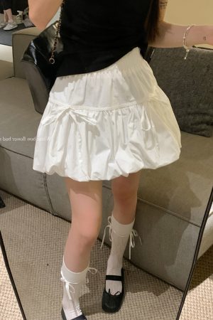 Plus-Size High-Waisted Bow Bud Half Skirt for Women - Slimming A-Line Puff Cake Skirt for Spring and Summer Fashion