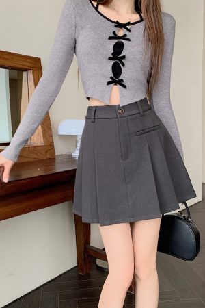 Plus-Size High-Waisted Gray Pleated Skirt for Women - A-Line Midi Skirt, Slimming College Style for Spring and Summer Wear