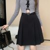 Plus-Size High-Waisted Gray Pleated Skirt for Women - Mid-Length A-Line Half Skirt, Spring Summer College Style, Anti-Exposure Design
