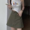Plus-Size High-Waisted Green Denim Bodycon Skirt for Women, Slimming A-Line Summer Workwear Style
