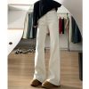 Plus-Size High-Waisted Loose-Fitting Flared Jeans for Women - White, Perfect for Short Individuals, Comfortable Fit