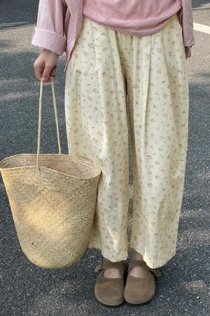 Plus Size High-Waisted Loose Wide-Leg Balloon Pants for Women, Casual Floral Trousers for Summer, Trendy Y2K Style