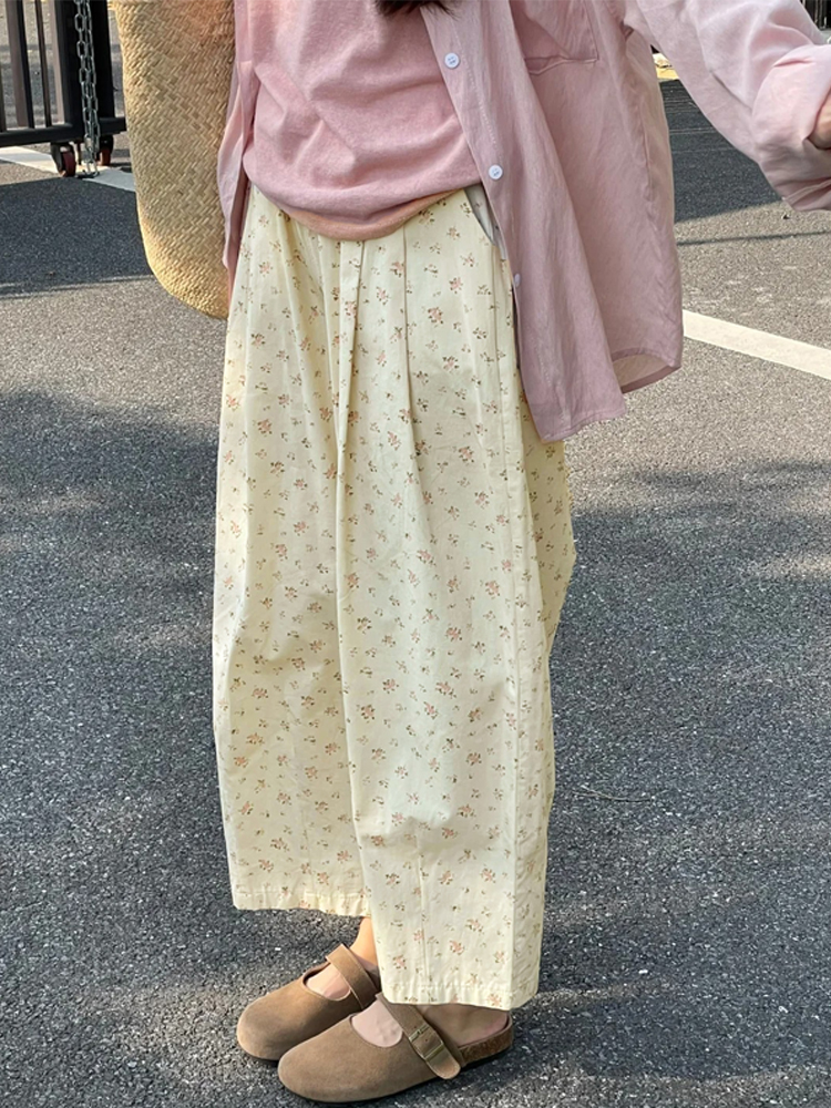 Plus Size High-Waisted Loose Wide-Leg Balloon Pants for Women, Casual Floral Trousers for Summer, Trendy Y2K Style Plus Size High-Waisted Loose Wide-Leg Balloon Pants for Women, Casual Floral Trousers for Summer, Trendy Y2K Style