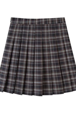 Plus Size High-Waisted Plaid Pleated Skirt for Women - 2025 Spring Summer College Style Short Skirt, Anti-Exposure Design