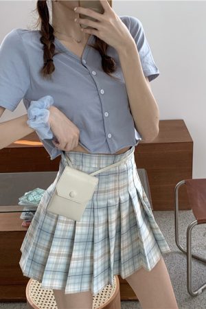 Plus Size High-Waisted Plaid Pleated Skirt for Women - 2025 Spring Summer College Style Short Skirt, Anti-Exposure Design