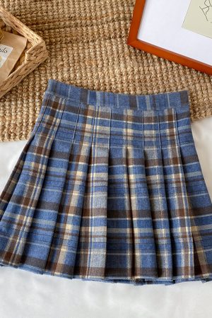 Plus Size High-Waisted Plaid Pleated Skirt for Women - 2025 Spring Summer College Style Short Skirt, Anti-Exposure Design