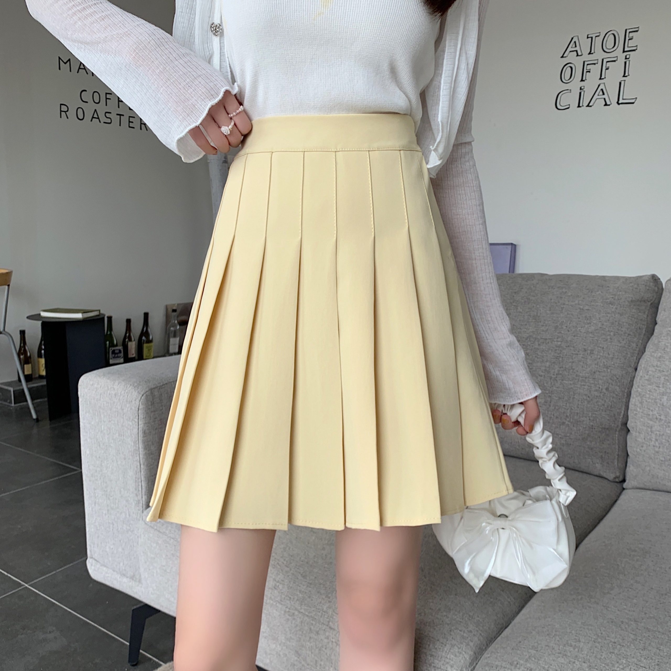 Plus-Size High-Waisted Pleated A-Line Skirt for Women - JK Style Gray Mid-Length Spring Summer Skirt for Curvy Figures Plus-Size High-Waisted Pleated A-Line Skirt for Women - JK Style Gray Mid-Length Spring Summer Skirt for Curvy Figures