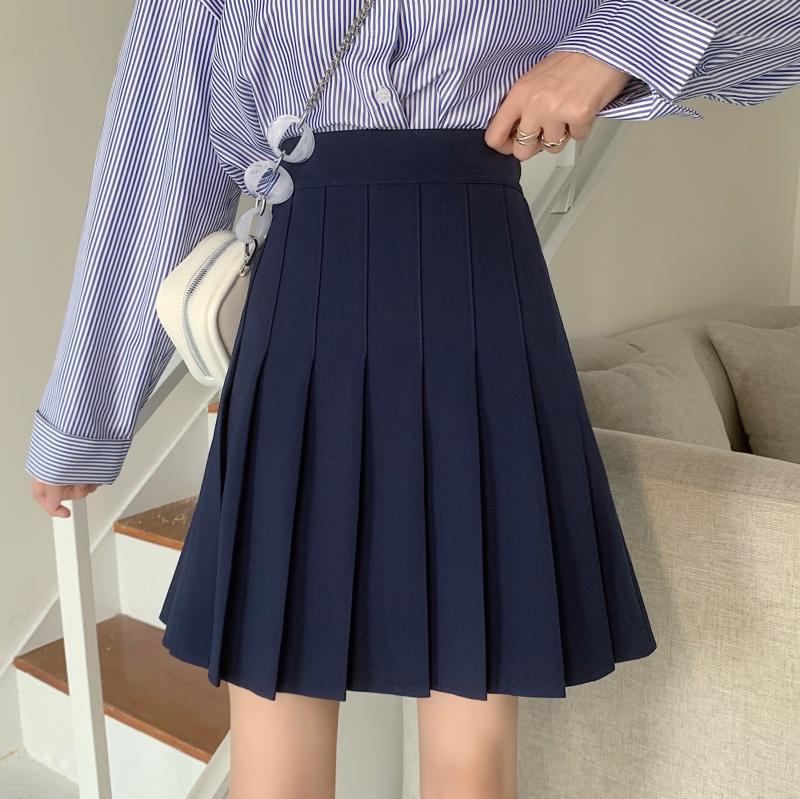 Plus-Size High-Waisted Pleated A-Line Skirt for Women - JK Style Gray Mid-Length Spring Summer Skirt for Curvy Figures Plus-Size High-Waisted Pleated A-Line Skirt for Women - JK Style Gray Mid-Length Spring Summer Skirt for Curvy Figures