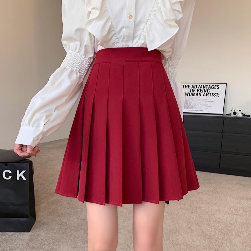 Plus-Size High-Waisted Pleated A-Line Skirt for Women - JK Style Gray Mid-Length Spring Summer Skirt for Curvy Figures Plus-Size High-Waisted Pleated A-Line Skirt for Women - JK Style Gray Mid-Length Spring Summer Skirt for Curvy Figures