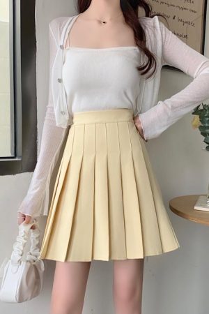 Plus Size High-Waisted Pleated A-Line Skirt for Women - Summer Mid-Length College Style, Anti-Exposure, Slimming Fit