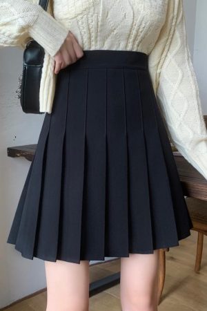 Plus Size High-Waisted Pleated A-Line Skirt for Women - Summer Mid-Length College Style, Anti-Exposure, Slimming Fit