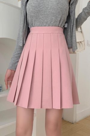 Plus Size High-Waisted Pleated A-Line Skirt for Women - Summer Mid-Length College Style, Anti-Exposure, Slimming Fit