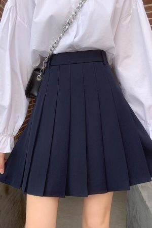 Plus Size High-Waisted Pleated A-Line Skirt for Women - Summer Mid-Length College Style, Anti-Exposure, Slimming Fit