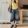 Plus Size High-Waisted Wide-Leg Denim Capri Pants for Women - Flattering Loose Fit American Style Shorts 2025