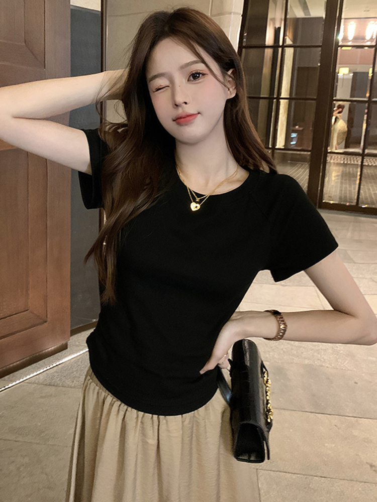 Plus-Size Hollow Out Pleated Shoulder Short Sleeve T-Shirt for Women - Summer Slimming Top, Spicy Girl Design, Covers Belly Plus-Size Hollow Out Pleated Shoulder Short Sleeve T-Shirt for Women - Summer Slimming Top, Spicy Girl Design, Covers Belly