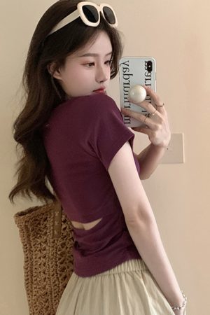 Plus-Size Hollow Out Pleated Shoulder Short Sleeve T-Shirt for Women - Summer Slimming Top, Spicy Girl Design, Covers Belly