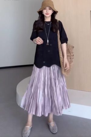 Plus Size Hollowed-Out Lace Short Sleeve Shirt for Women - Flattering Loose Fit, Perfect for Curvy Figures, Stylish and Comfortable