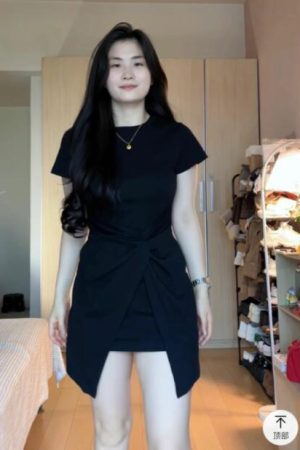 Plus Size Irregular Short Sleeve Dress for Women, Flattering Waist-Cinching T-Shirt Style, Summer Chic for Pear-Shaped Figures