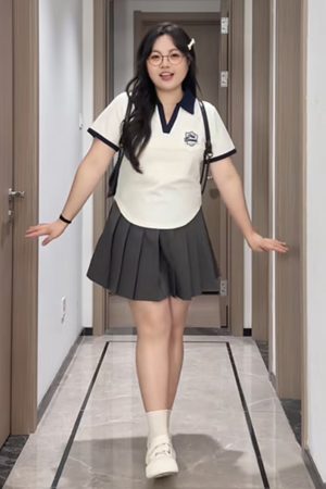 Plus-Size Irregular Short-Sleeve Polo Shirt with Collar for Summer â€“ Flattering College Style T-Shirt for Curvy Women