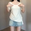 Plus Size Irregular Shoulder Short Sleeve T-Shirt for Women - Summer Ruffle Drawstring Waist Top, Slimming Fit, Trendy Style