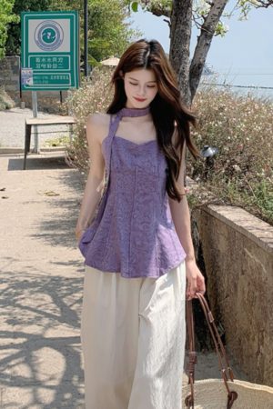 Plus Size Jacquard Camisole for Women - Stylish Summer French Design with Flowing Straps - Short Sleeveless Top