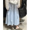 Plus Size Japanese-Style Irregular Splicing Plaid Skirt for Women, 2025 A-Line Large Swing Long Skirt