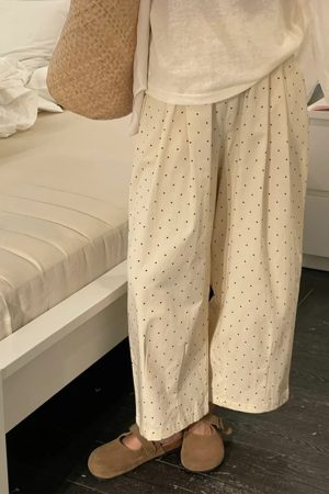 Plus Size Japanese Style Polka Dot Balloon Pants for Women, Loose Slimming Nine-Point Casual Summer Trousers for Plus-Size Petites