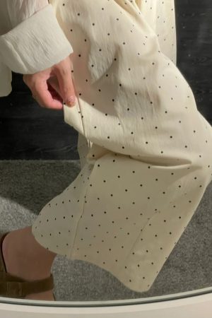 Plus Size Japanese Style Polka Dot Balloon Pants for Women, Loose Slimming Nine-Point Casual Summer Trousers for Plus-Size Petites