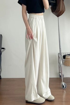 Plus-Size Japanese Style Summer Wide-Leg Pants for Women - Casual Loose Relaxed Fit, Flattering Thin Design