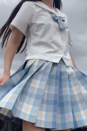 Plus Size JK Plaid Skirt, Women's High-Waisted A-Line, College Style Pleated Uniform Skirt, Summer Fashion for Plus-Size Girls