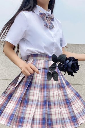 Plus Size JK Plaid Skirt, Women's High-Waisted A-Line, College Style Pleated Uniform Skirt, Summer Fashion for Plus-Size Girls