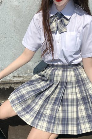 Plus Size JK Plaid Skirt, Women's High-Waisted A-Line, College Style Pleated Uniform Skirt, Summer Fashion for Plus-Size Girls