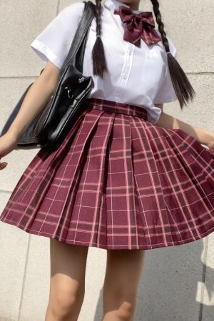 Plus Size JK Plaid Skirt, Women's High-Waisted A-Line, College Style Pleated Uniform Skirt, Summer Fashion for Plus-Size Girls