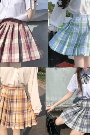 Plus Size JK Plaid Skirt, Women's High-Waisted A-Line, College Style Pleated Uniform Skirt, Summer Fashion for Plus-Size Girls