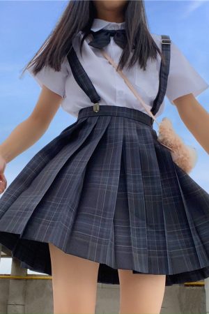 Plus Size JK Plaid Skirt, Women's High-Waisted A-Line, College Style Pleated Uniform Skirt, Summer Fashion for Plus-Size Girls