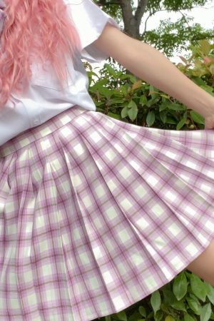 Plus Size JK Plaid Skirt, Women's High-Waisted A-Line, College Style Pleated Uniform Skirt, Summer Fashion for Plus-Size Girls