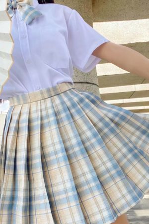 Plus Size JK Plaid Skirt, Women's High-Waisted A-Line, College Style Pleated Uniform Skirt, Summer Fashion for Plus-Size Girls