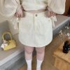 Plus-Size Korean-Style Minimalist White A-Line Skirt - Slightly Chubby Casual Short Skirt for Versatile Everyday Wear
